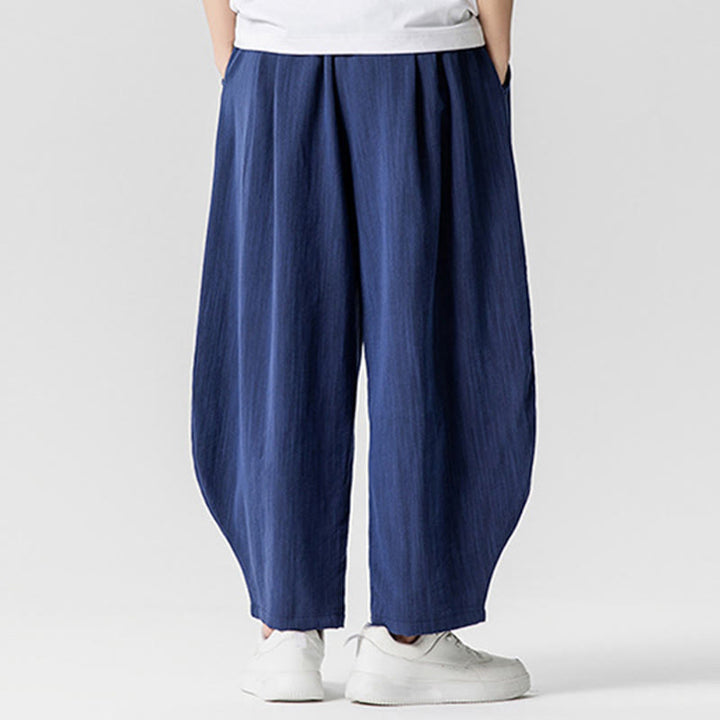 Pantalones tobilleros de algodón con cordón y bolsillos para hombre , de Buddha Stones, de verano, en color puro - image 2