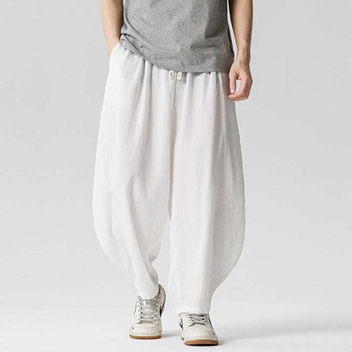 Pantalones tobilleros de algodón con cordón y bolsillos para hombre , de Buddha Stones, de verano, en color puro - image 14