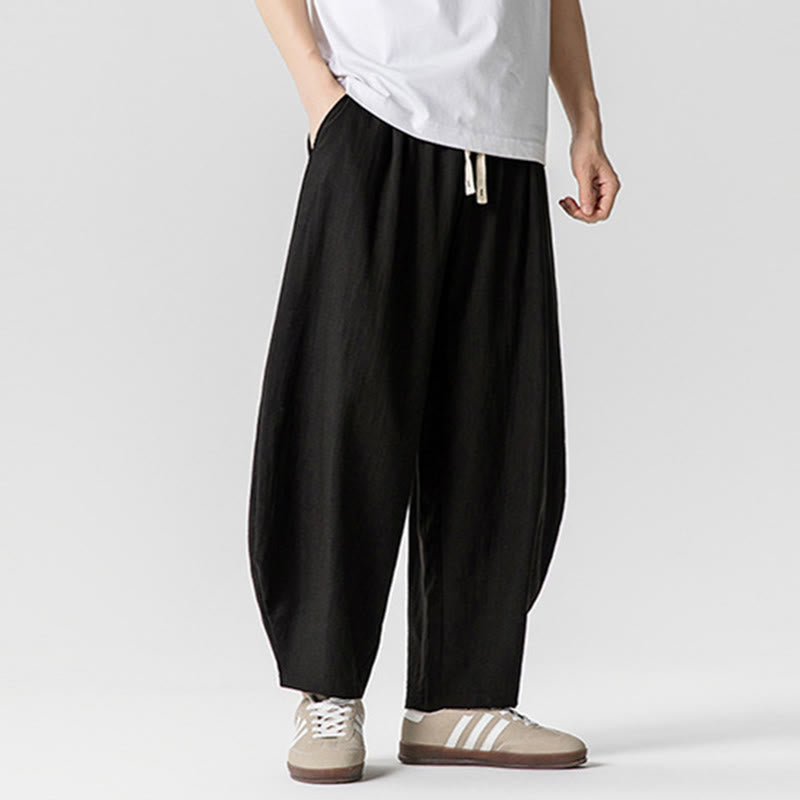 Pantalones tobilleros de algodón con cordón y bolsillos para hombre , de Buddha Stones, de verano, en color puro - image 39