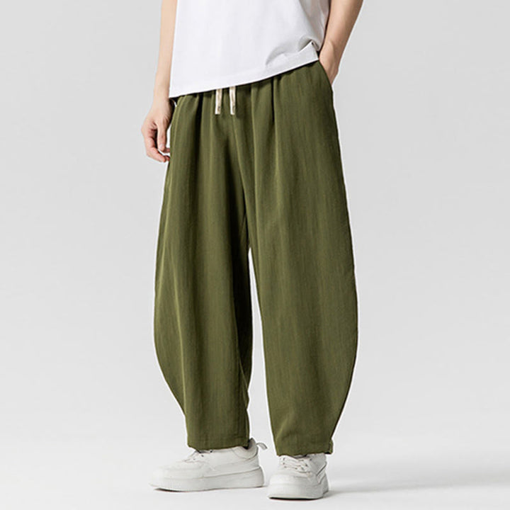 Pantalones tobilleros de algodón con cordón y bolsillos para hombre , de Buddha Stones, de verano, en color puro - image 21