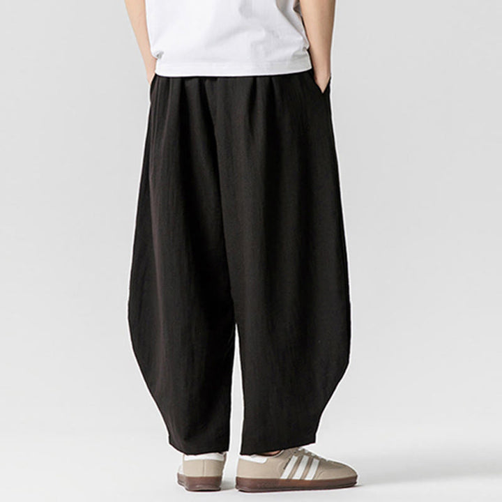 Pantalones tobilleros de algodón con cordón y bolsillos para hombre , de Buddha Stones, de verano, en color puro - image 37