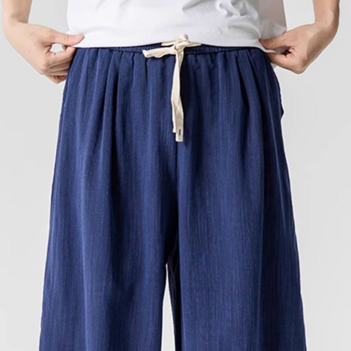 Pantalones tobilleros de algodón con cordón y bolsillos para hombre , de Buddha Stones, de verano, en color puro - image 7