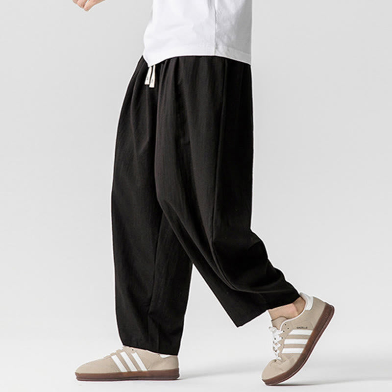 Pantalones tobilleros de algodón con cordón y bolsillos para hombre , de Buddha Stones, de verano, en color puro - image 36