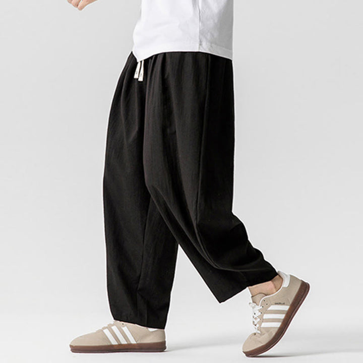 Pantalones tobilleros de algodón con cordón y bolsillos para hombre , de Buddha Stones, de verano, en color puro - image 36