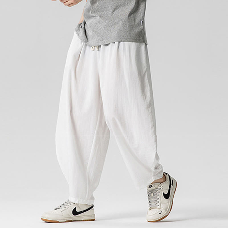 Pantalones tobilleros de algodón con cordón y bolsillos para hombre , de Buddha Stones, de verano, en color puro - image 17