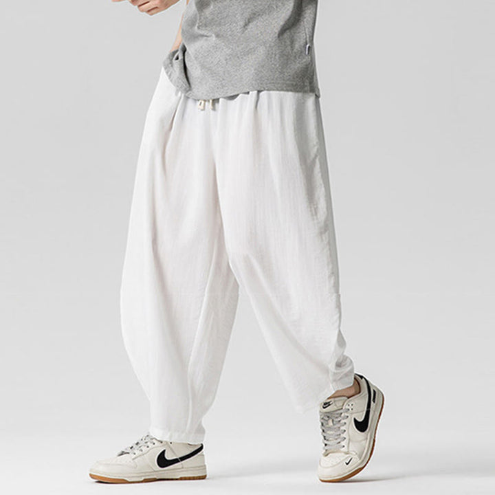 Pantalones tobilleros de algodón con cordón y bolsillos para hombre , de Buddha Stones, de verano, en color puro - image 17