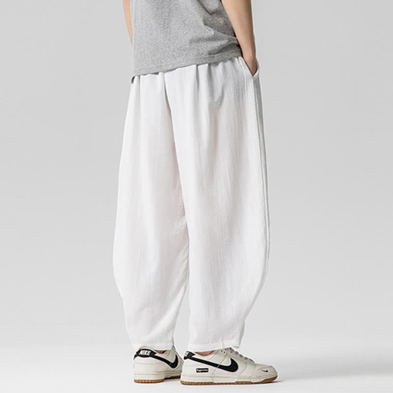 Pantalones tobilleros de algodón con cordón y bolsillos para hombre , de Buddha Stones, de verano, en color puro - image 16