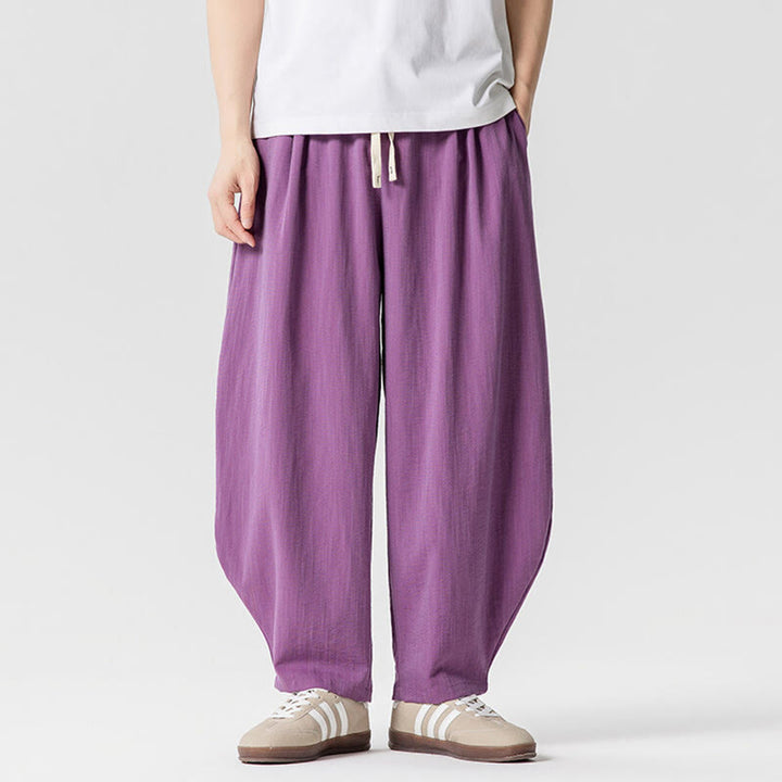 Pantalones tobilleros de algodón con cordón y bolsillos para hombre , de Buddha Stones, de verano, en color puro - Orquídea mediana - US/UK/AU46, EU56 (5XL) - image 27