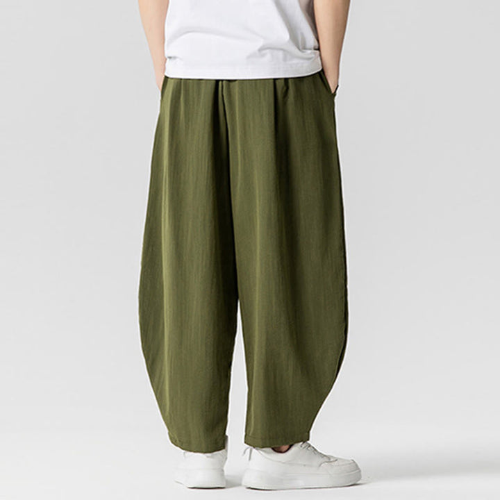 Pantalones tobilleros de algodón con cordón y bolsillos para hombre , de Buddha Stones, de verano, en color puro - image 22