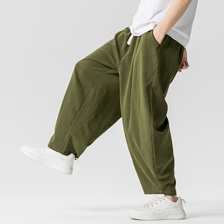 Pantalones tobilleros de algodón con cordón y bolsillos para hombre , de Buddha Stones, de verano, en color puro - image 26