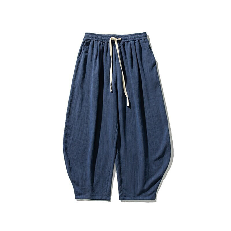 Pantalones tobilleros de algodón con cordón y bolsillos para hombre , de Buddha Stones, de verano, en color puro - image 11