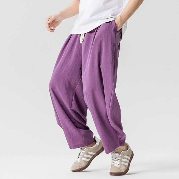 Pantalones tobilleros de algodón con cordón y bolsillos para hombre , de Buddha Stones, de verano, en color puro - image 32
