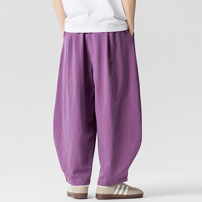 Pantalones tobilleros de algodón con cordón y bolsillos para hombre , de Buddha Stones, de verano, en color puro - image 29