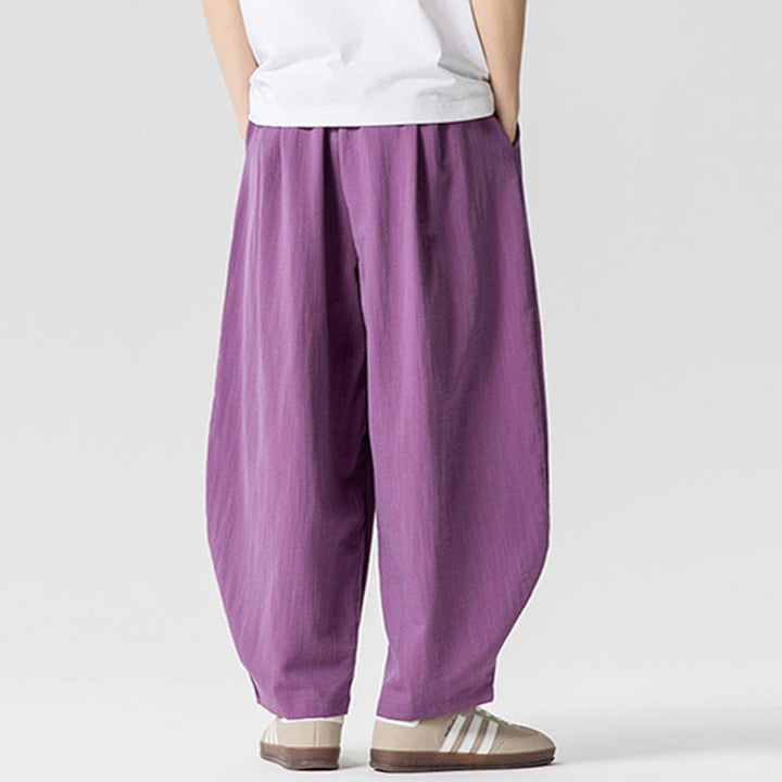 Pantalones tobilleros de algodón con cordón y bolsillos para hombre , de Buddha Stones, de verano, en color puro - image 29