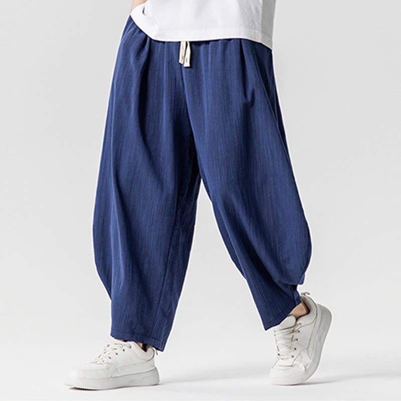 Pantalones tobilleros de algodón con cordón y bolsillos para hombre , de Buddha Stones, de verano, en color puro - image 3