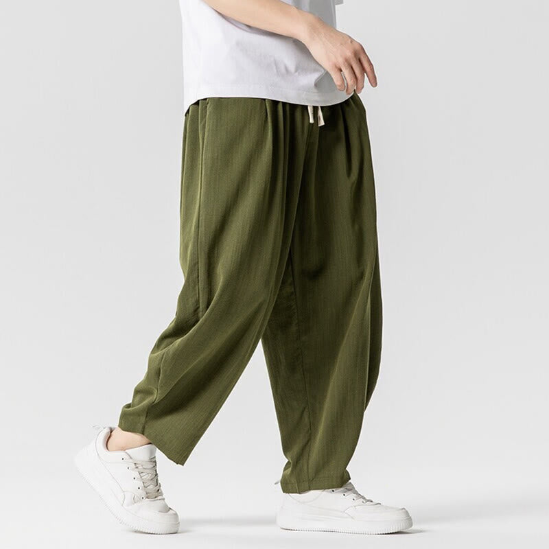 Pantalones tobilleros de algodón con cordón y bolsillos para hombre , de Buddha Stones, de verano, en color puro - image 24