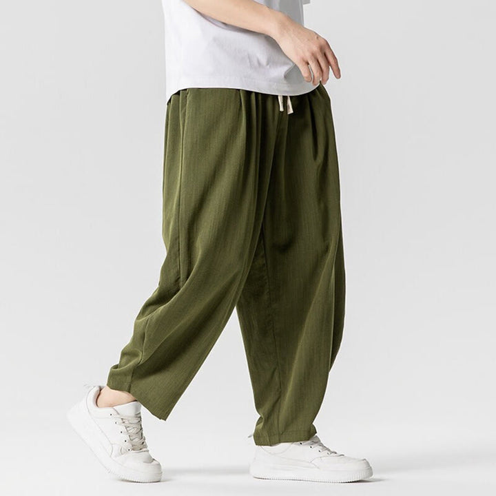 Pantalones tobilleros de algodón con cordón y bolsillos para hombre , de Buddha Stones, de verano, en color puro - image 24