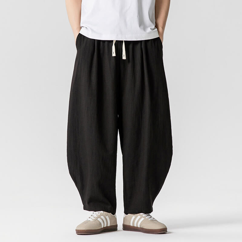 Pantalones tobilleros de algodón con cordón y bolsillos para hombre , de Buddha Stones, de verano, en color puro - Negro - US/UK/AU46, EU56 (5XL) - image 34