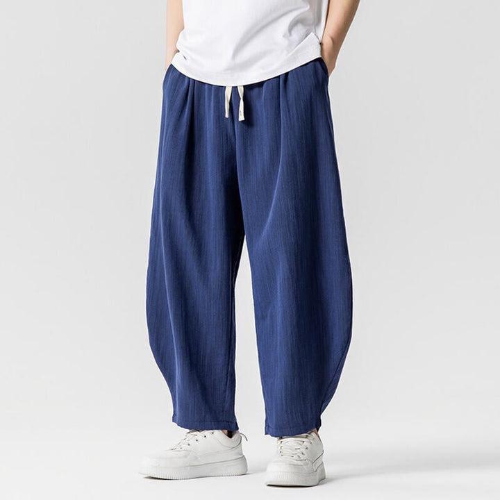 Pantalones tobilleros de algodón con cordón y bolsillos para hombre , de Buddha Stones, de verano, en color puro - image 4
