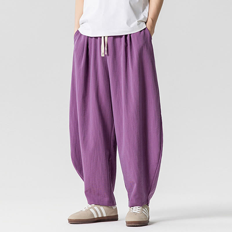 Pantalones tobilleros de algodón con cordón y bolsillos para hombre , de Buddha Stones, de verano, en color puro - image 28