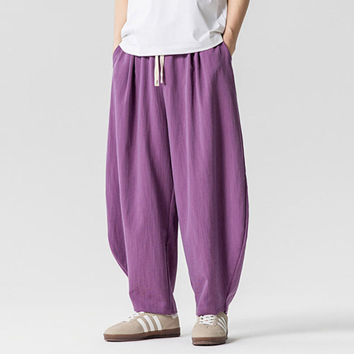 Pantalones tobilleros de algodón con cordón y bolsillos para hombre , de Buddha Stones, de verano, en color puro - image 28
