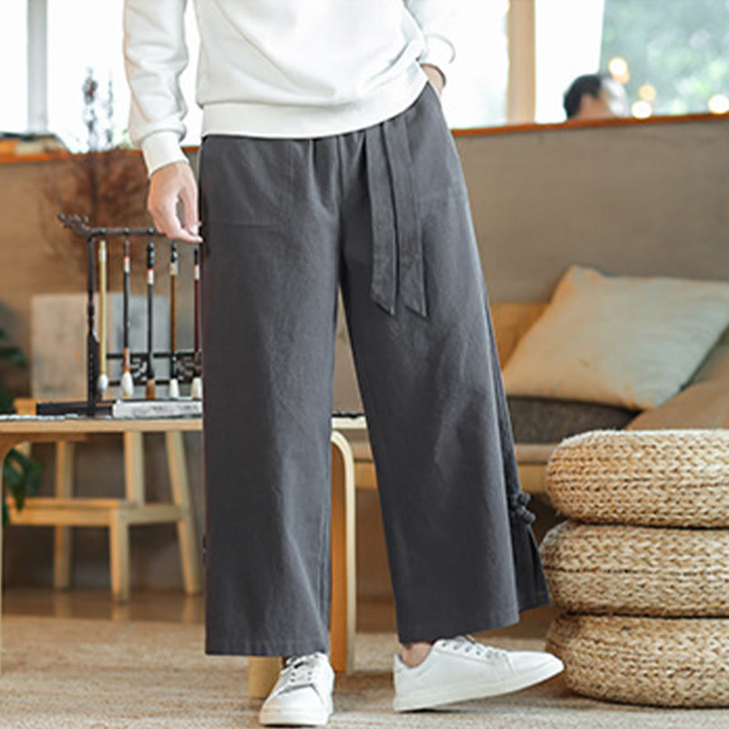 Pantalones anchos de algodón con bolsillos y cordón chino con diseño de Buddha Stones para hombre - image 2