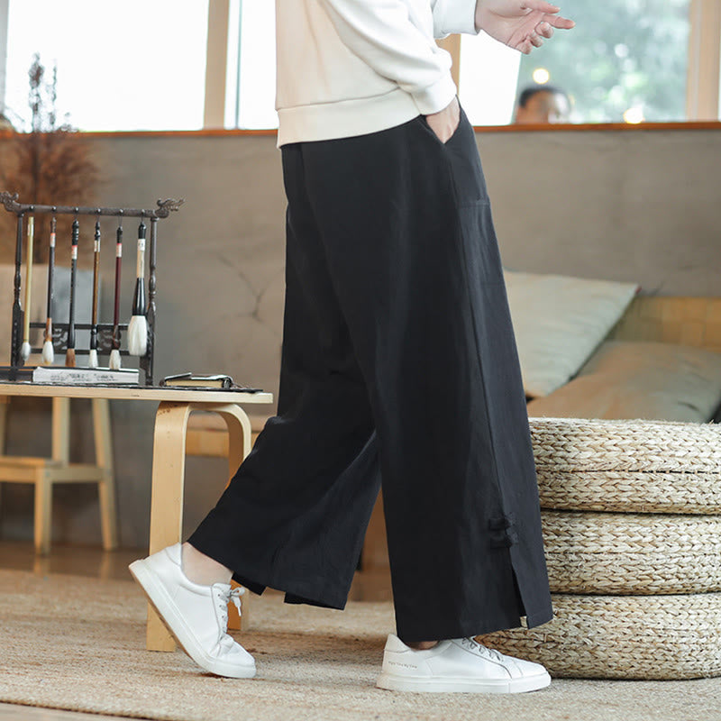 Pantalones anchos de algodón con bolsillos y cordón chino con diseño de Buddha Stones para hombre - image 16