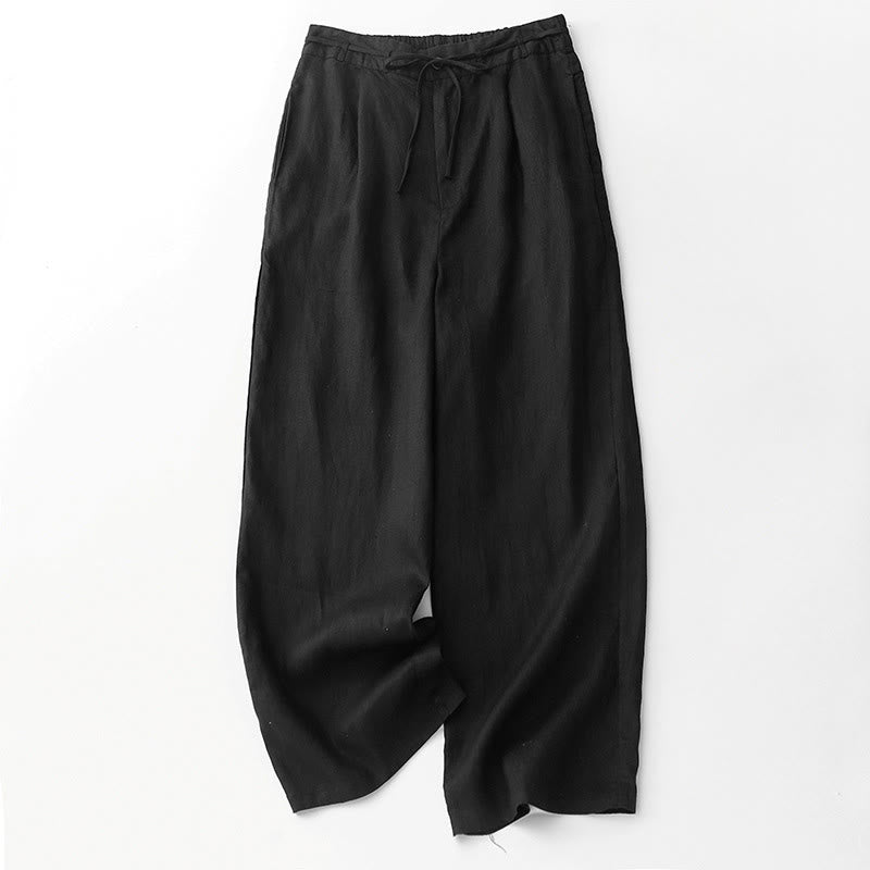 Pantalones casuales de algodón con bolsillos para mujer de Buddha Stones, de color liso y con cuerda - Negro - US8-10，UK/AU12-14，EU40-42 (2XL) - image 8