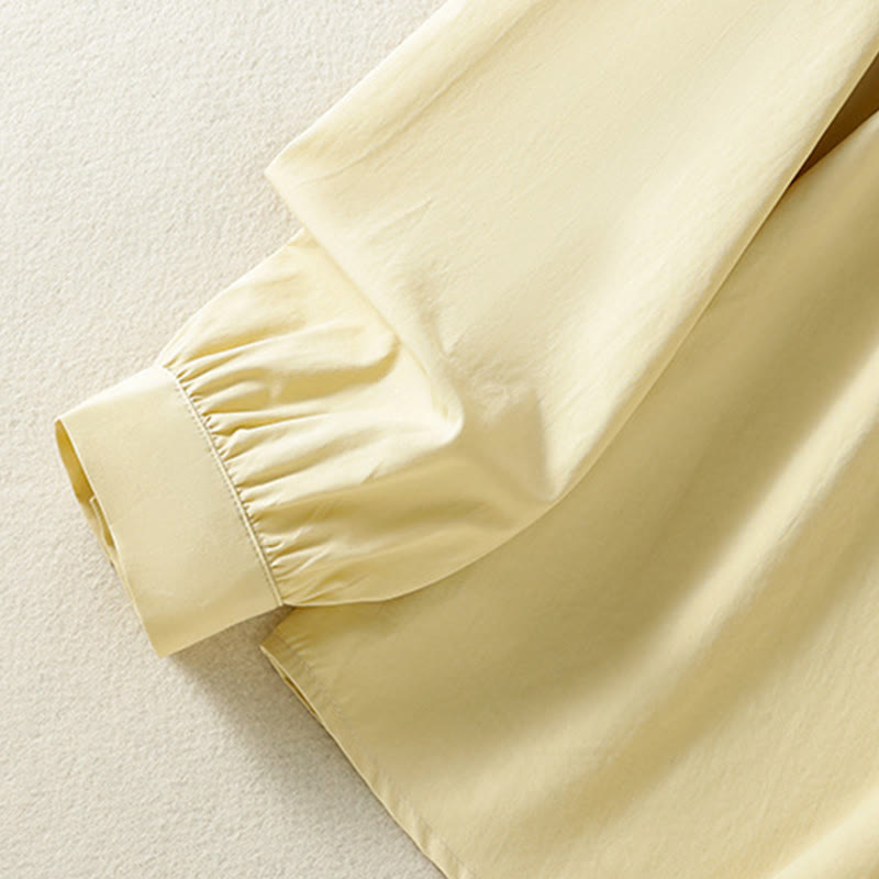 Camisa informal de algodón con solapa de encaje y manga larga para mujer Buddha Stones - image 18