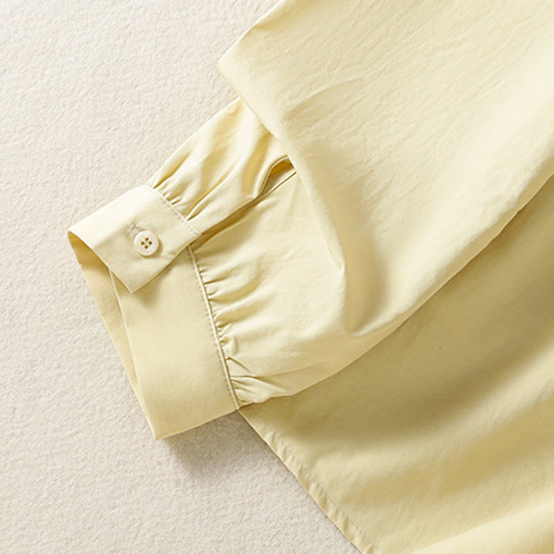 Camisa informal de algodón con solapa de encaje y manga larga para mujer Buddha Stones - image 15