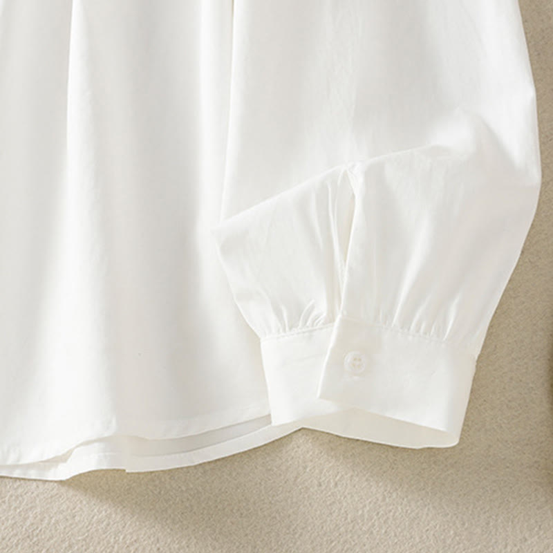 Camisa informal de algodón con solapa de encaje y manga larga para mujer Buddha Stones - image 23