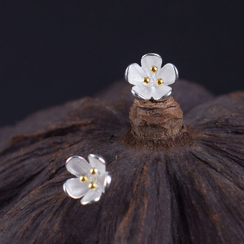 Pendientes de equilibrio con estambres dorados y Buddha Stones en plata de ley 925  - image 1