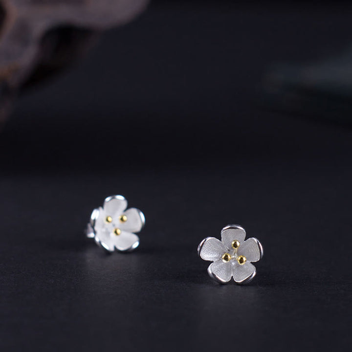 Pendientes de equilibrio con estambres dorados y Buddha Stones en plata de ley 925  - image 2