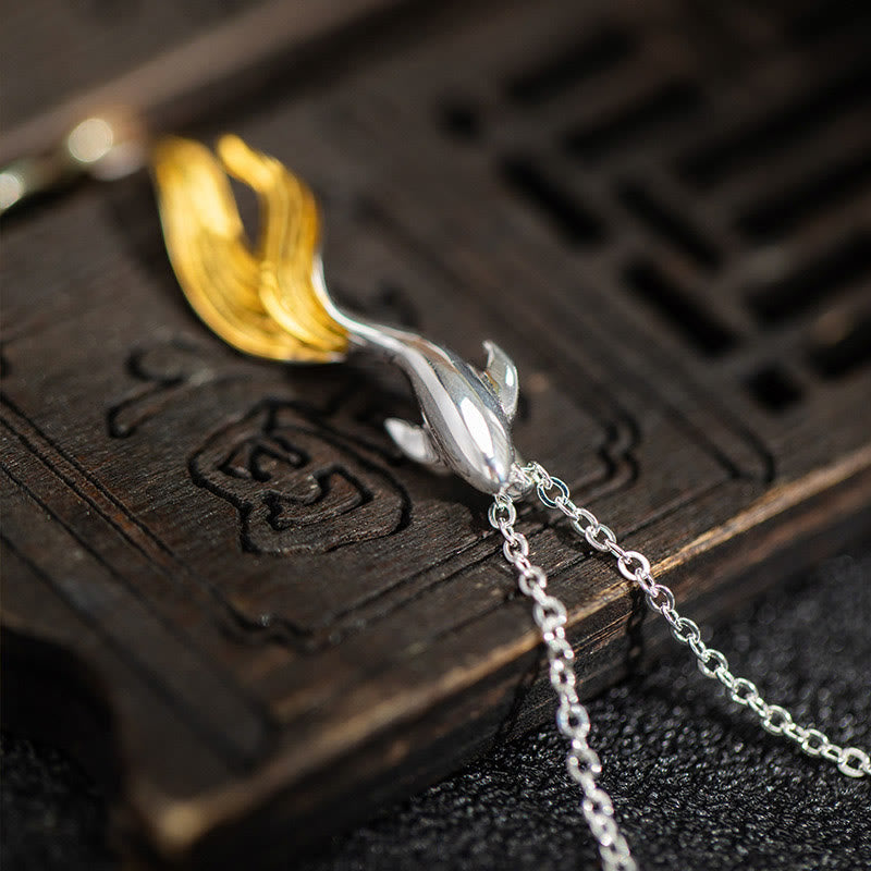 Collar con colgante de pez koi dorado de plata de ley 925 con Buddha Stones y la suerte - image 4