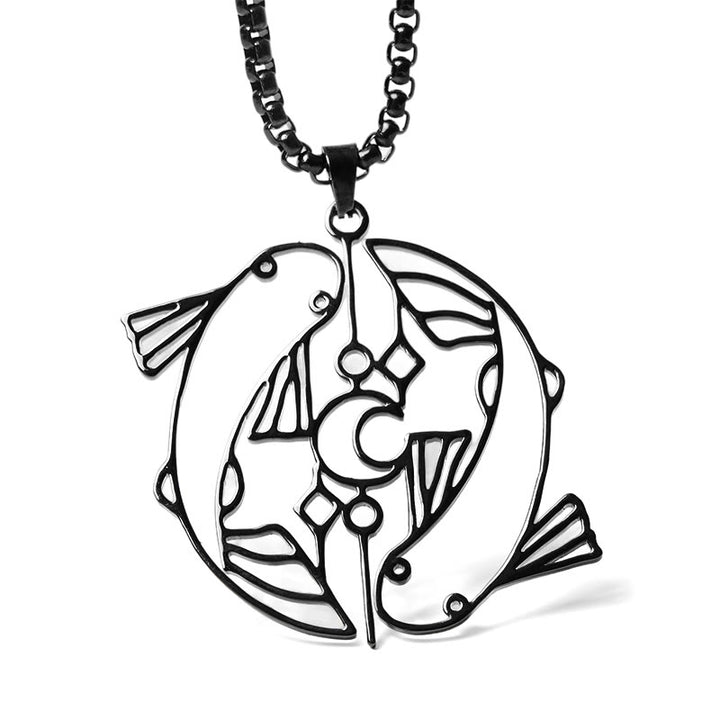 Buddha Stones Colgante de acero inoxidable con diseño hueco de pez koi vintage - image 18