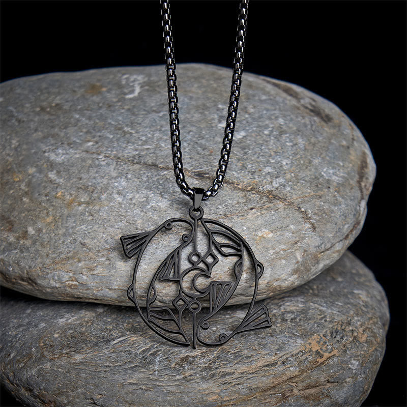 Buddha Stones Colgante de acero inoxidable con diseño hueco de pez koi vintage - image 14