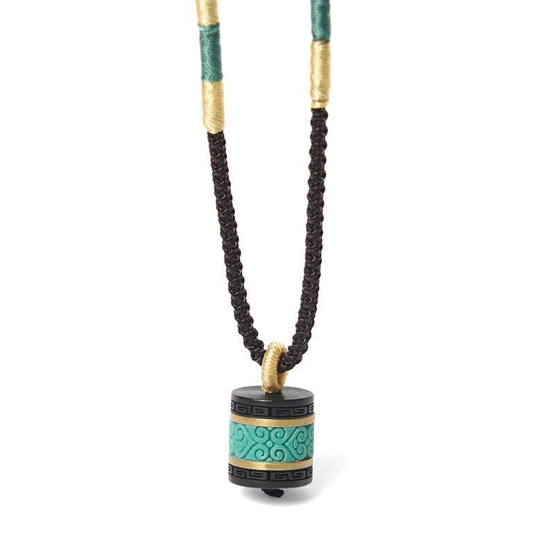 Collar con colgante de paz con cilindro de turquesa y madera de ébano con Buddha Stones - image 6