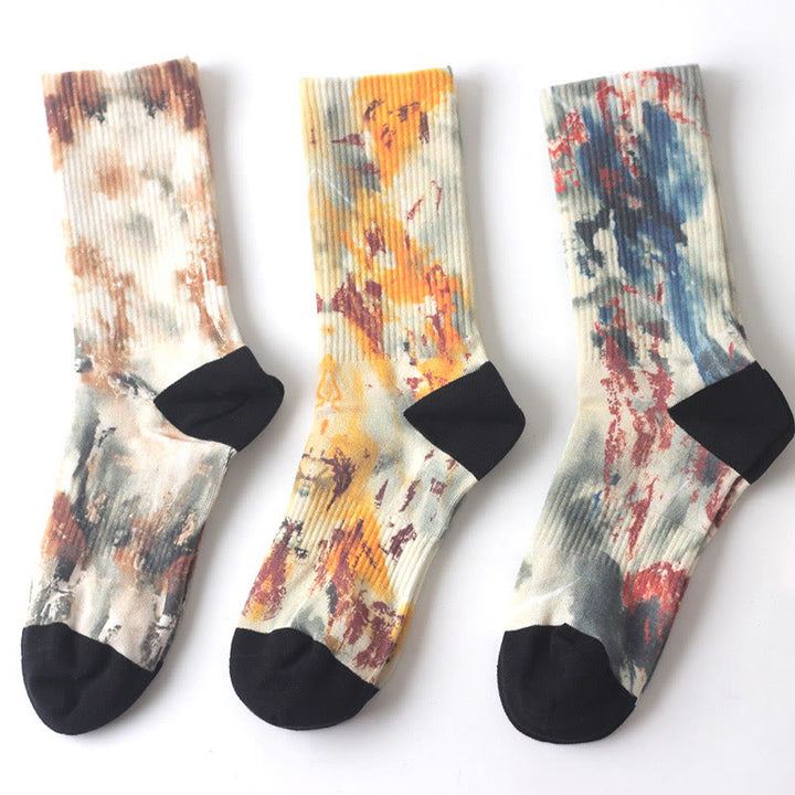 Calcetines unisex de tres pares con diseño de paisaje con pintura de tinta china y Buddha Stones para hombre y mujer - Tres pares de calcetines con estampado de paisajes naturales - Talla única (EE. UU. 5,5–10, UE 37–42, UK/AU4 4-9, Asia 23,5-26,5 cm) - image 6