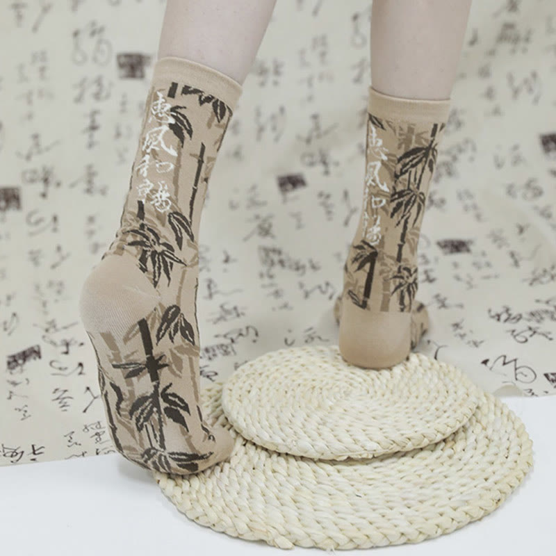 Calcetines de algodón para mujer con diseño floral y caligrafía china de Buddha Stones - image 9