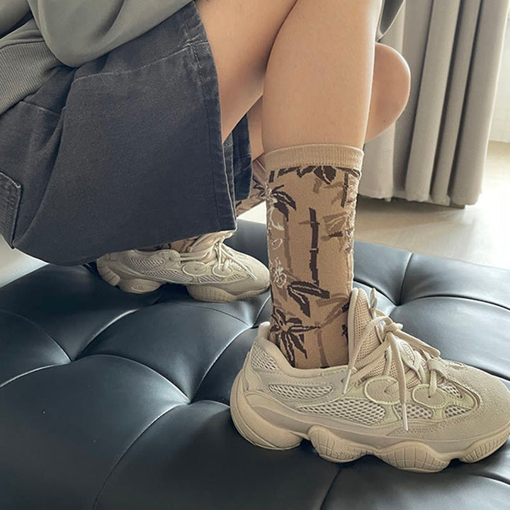 Calcetines de algodón para mujer con diseño floral y caligrafía china de Buddha Stones - image 13