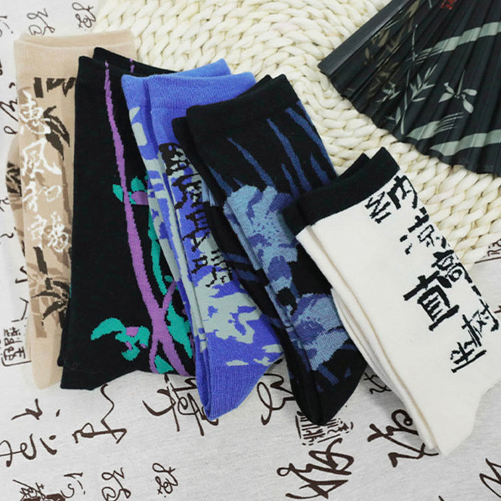 Calcetines de algodón para mujer con diseño floral y caligrafía china de Buddha Stones - image 33