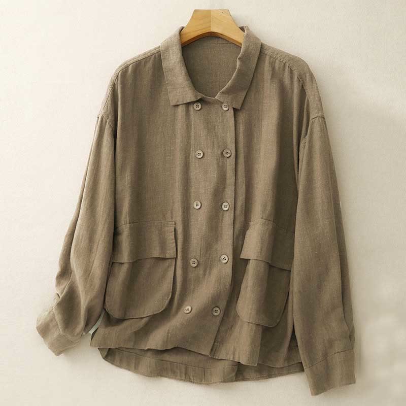 Chaqueta de algodón de manga larga para mujer con diseño de Buddha Stones y bolsillos, cruzada y con estampado de piedras de Buda. - Perú - US14，UK/AU18，EU46 (2XL) - image 1