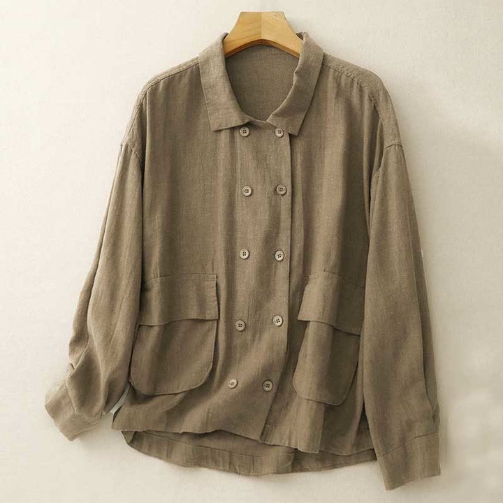 Chaqueta de algodón de manga larga para mujer con diseño de Buddha Stones y bolsillos, cruzada y con estampado de piedras de Buda. - Perú - US14，UK/AU18，EU46 (2XL) - image 1