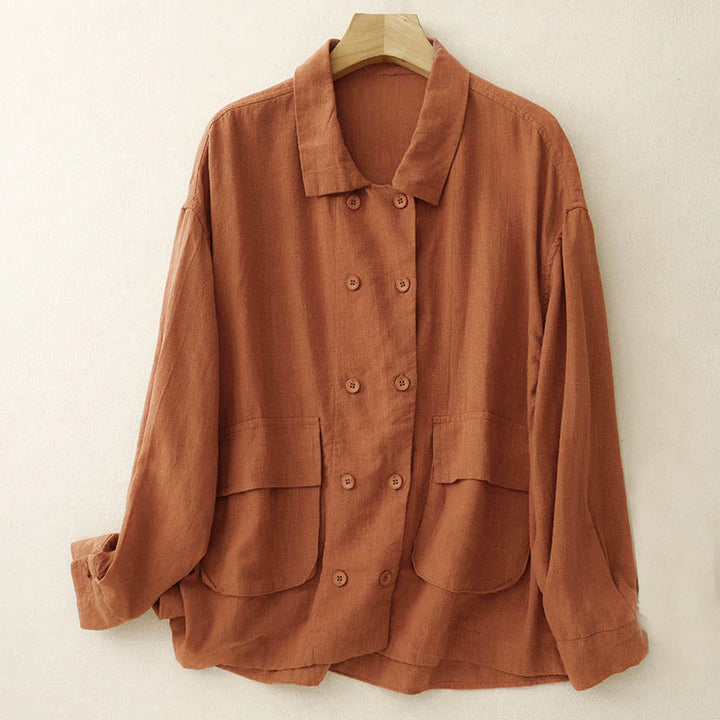 Chaqueta de algodón de manga larga para mujer con diseño de Buddha Stones y bolsillos, cruzada y con estampado de piedras de Buda. - Chocolate - US14，UK/AU18，EU46 (2XL) - image 7