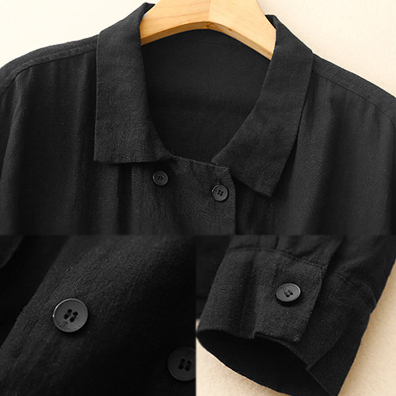 Chaqueta de algodón de manga larga para mujer con diseño de Buddha Stones y bolsillos, cruzada y con estampado de piedras de Buda. - image 13