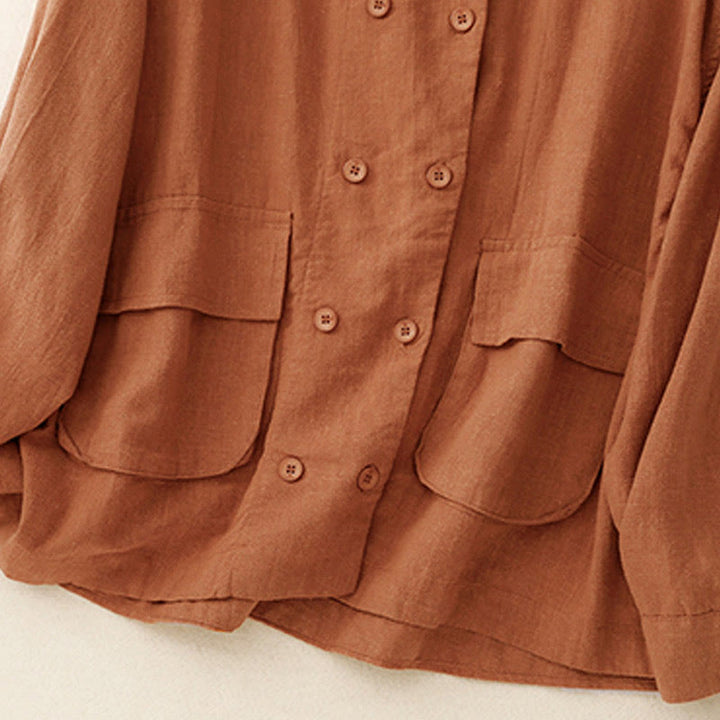 Chaqueta de algodón de manga larga para mujer con diseño de Buddha Stones y bolsillos, cruzada y con estampado de piedras de Buda. - image 10