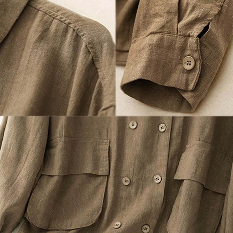 Chaqueta de algodón de manga larga para mujer con diseño de Buddha Stones y bolsillos, cruzada y con estampado de piedras de Buda. - image 5