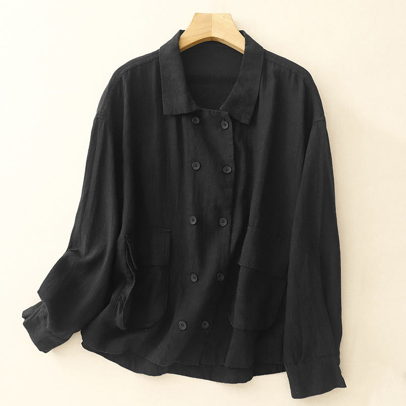 Chaqueta de algodón de manga larga para mujer con diseño de Buddha Stones y bolsillos, cruzada y con estampado de piedras de Buda. - Negro - US14，UK/AU18，EU46 (2XL) - image 12