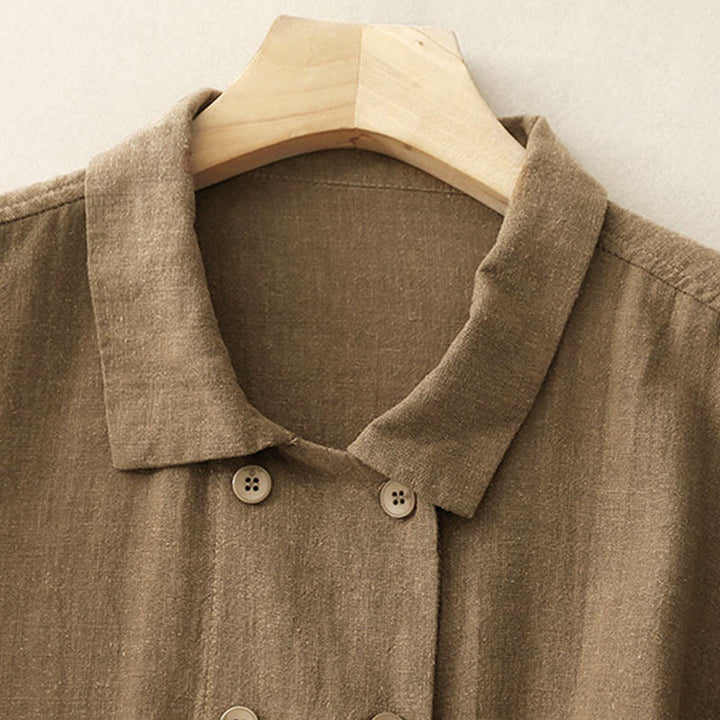 Chaqueta de algodón de manga larga para mujer con diseño de Buddha Stones y bolsillos, cruzada y con estampado de piedras de Buda. - image 4