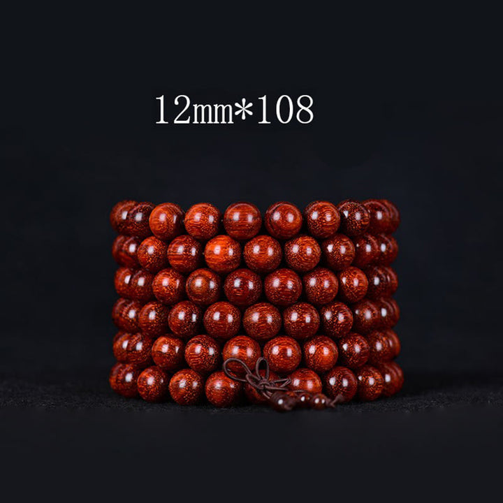 Pulsera de equilibrio de sándalo rojo con hoja pequeña tibetana de Buddha Stones - 12 mm*108 - image 5